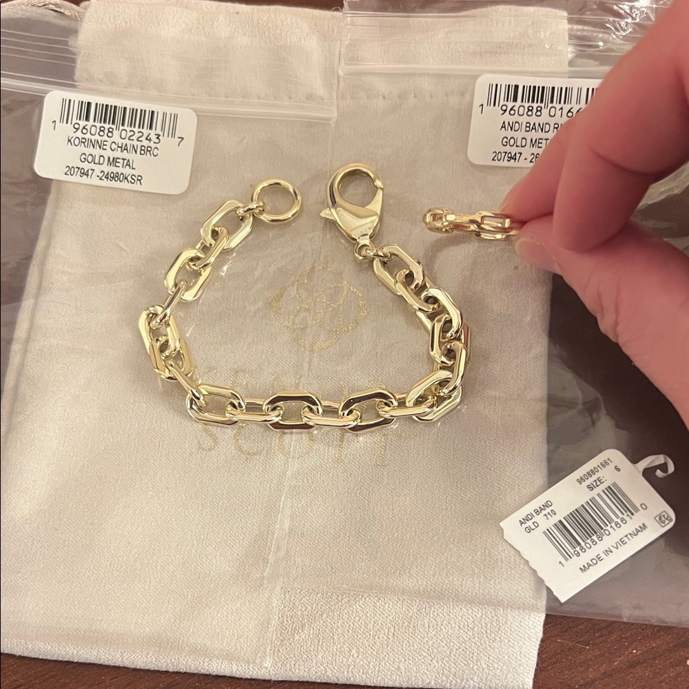 Kendra Scott Set - Korinne Chain Bracelet & Andi Band Ring
